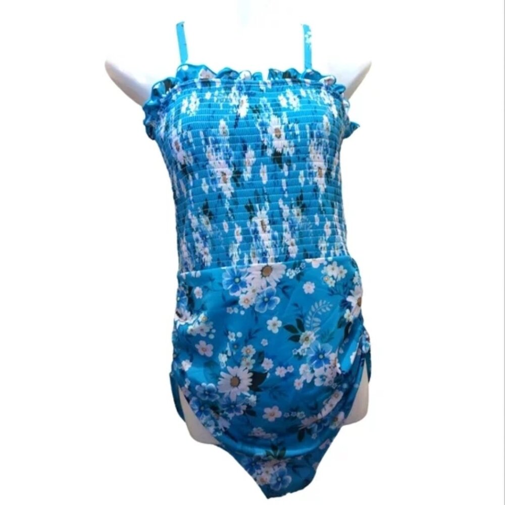 Summermae Women's one piece swimsuit with adjustable strap, M, Blue